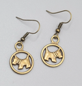 Scottie Dog Pierced Earrings New Bronze tone Dangle 3/4"