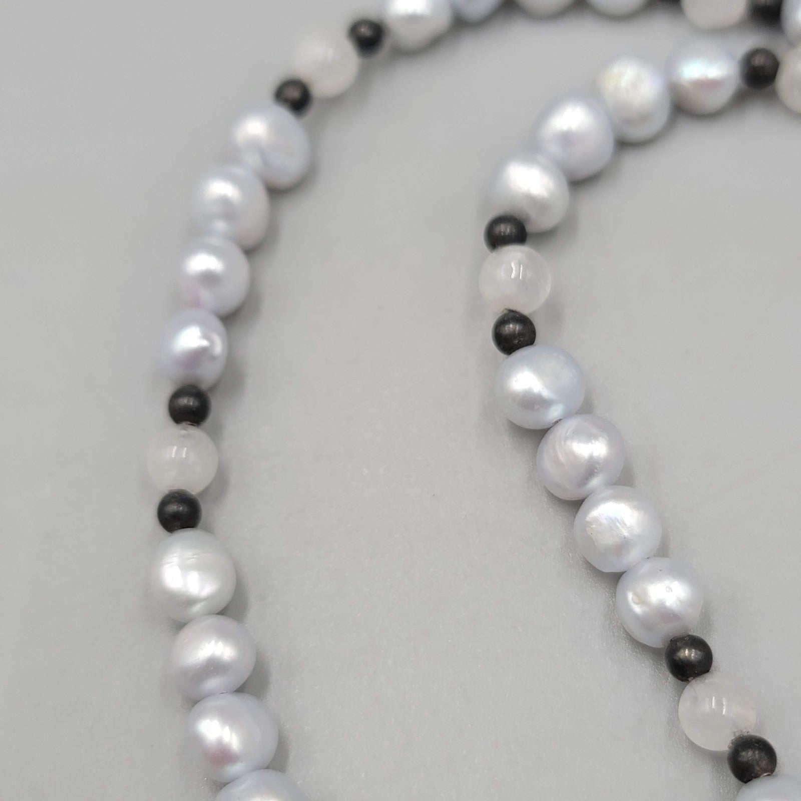 Pearl Bead Necklace Faceted Opalite Pendant Toggle Clasp 16"