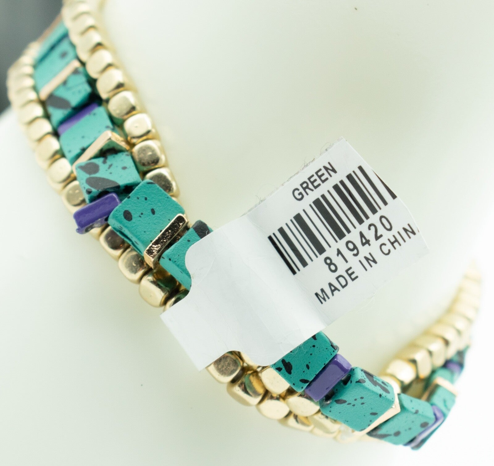 Beaded Elastic Bracelet Lot of 7 Silver tone Layered Gold tone Blue Beads NWT