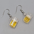 Pint o Beer Pierced Earrings Silver tone Dangle  3/4"