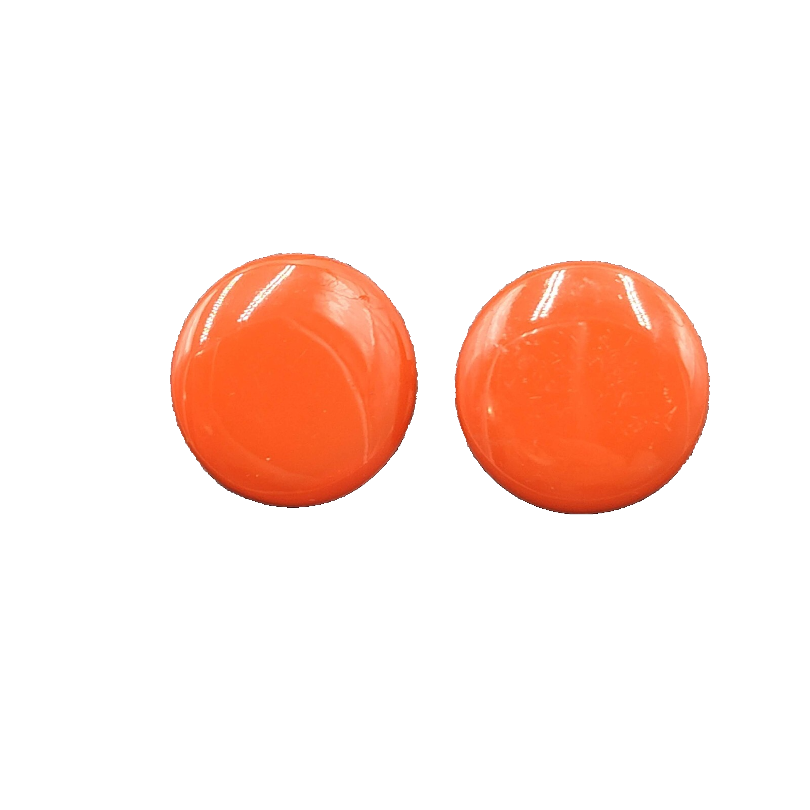 Vintage Clip on Earrings Dark Orange Red Enamel Circle Button Studs 1"