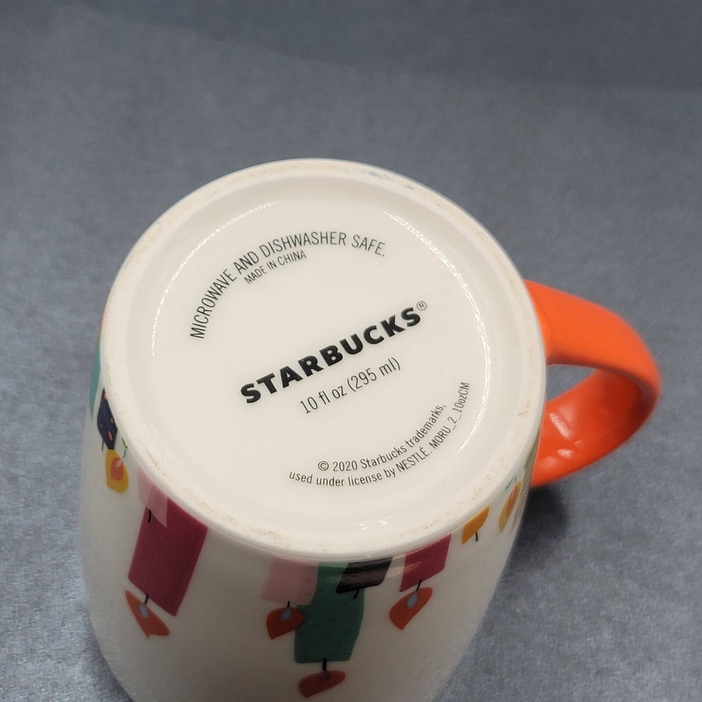 Starbucks Birthday Candles 10 oz Coffee Mug Cup 2020 White Orange Handle