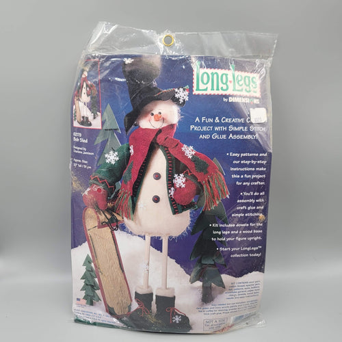 Dimensions Long Legs Felt Kit Bob Sled Snowman 62179 Sealed NOS Vintage