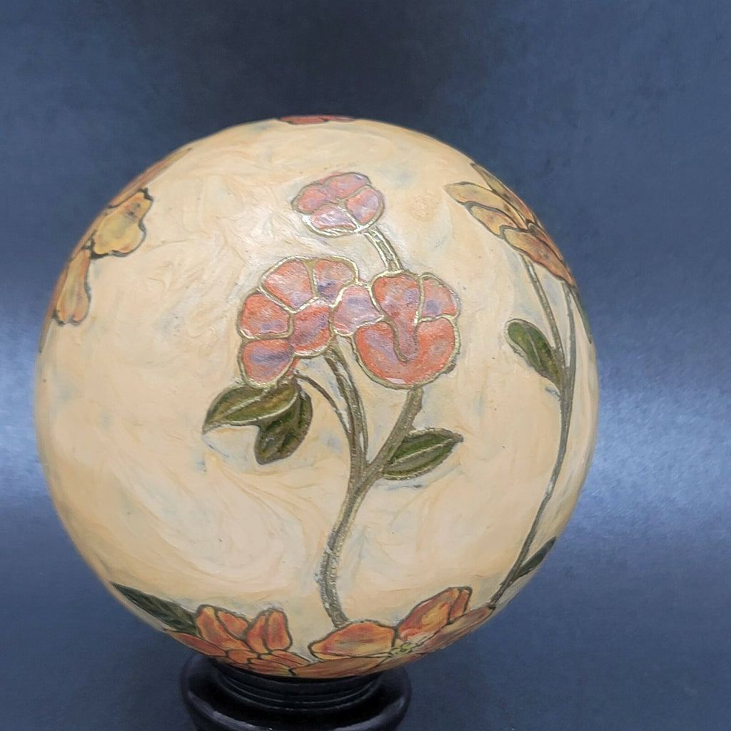 Heavy Orb Vase Bowl Enamel Metal Floral Balls Table Decor Tray Farmhouse 4" 