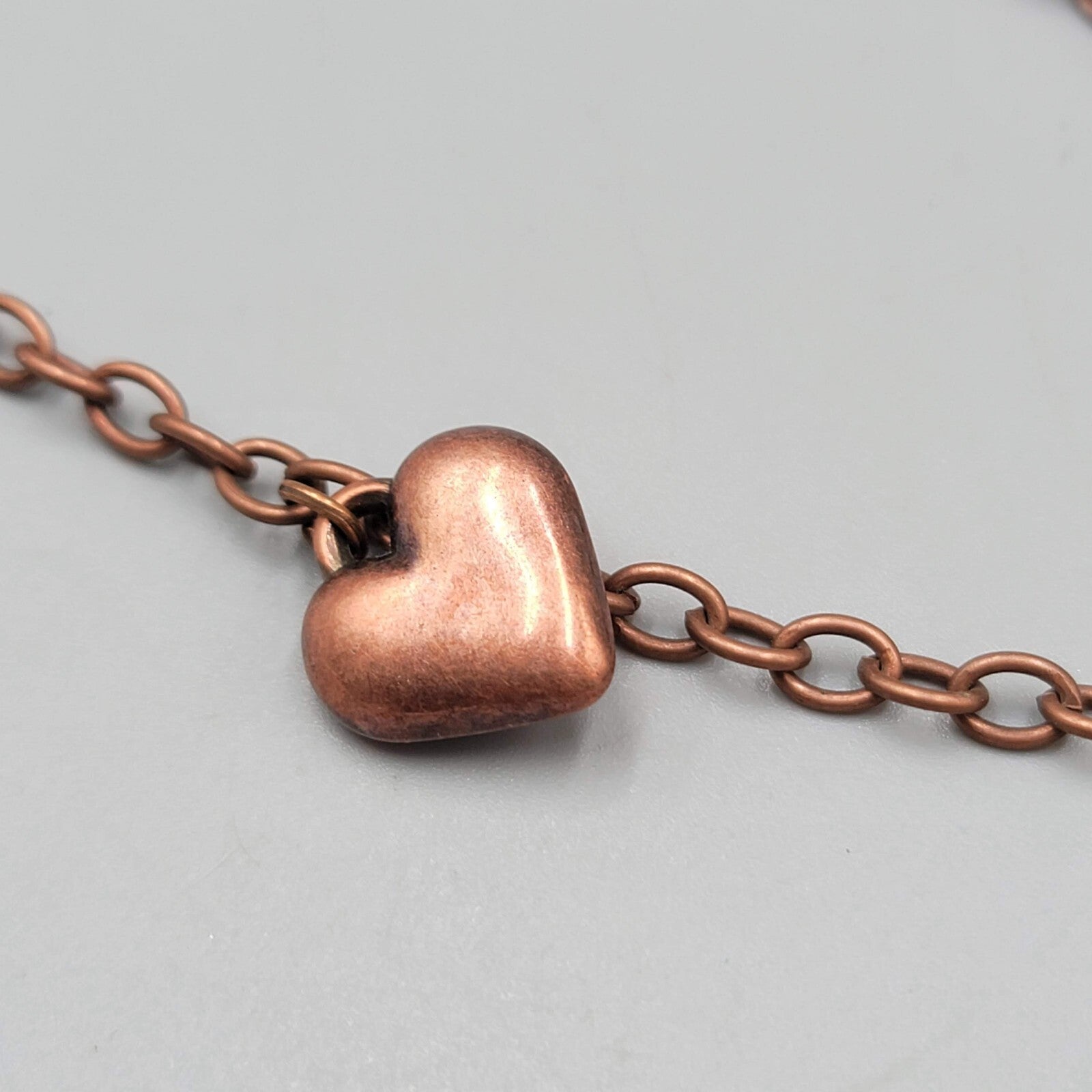 Heart Necklace Copper tone Double Chain 28" 36" +2.75"