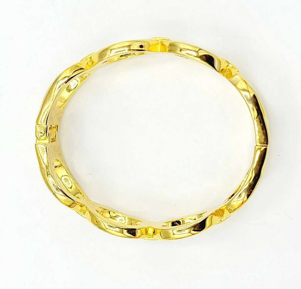 Gold Plated Rhinestone Hinged Cuff Bracelet Modern Unbranded