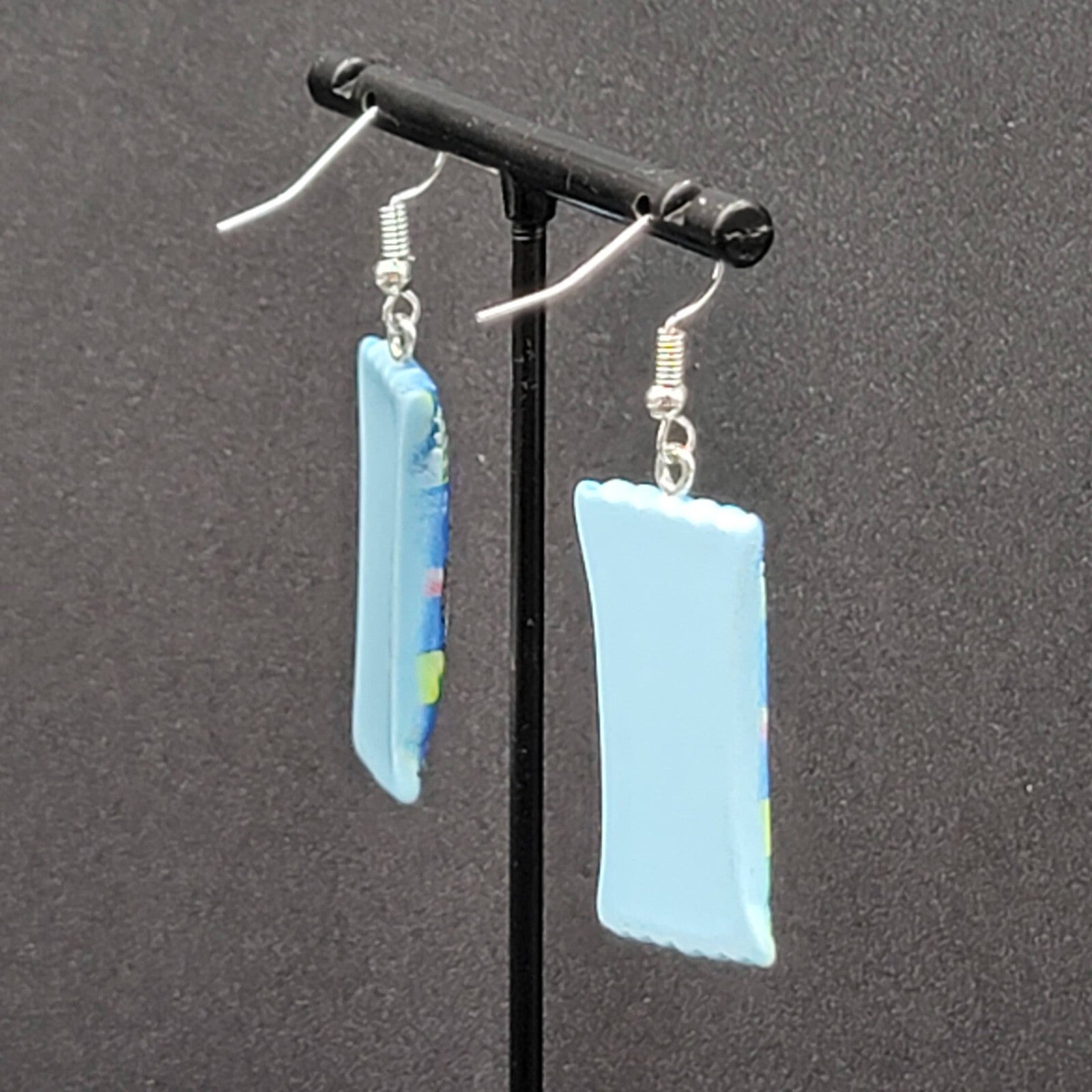 Candy Pierced Earrings Sour Punch Straws Dangle Blue 1.25"