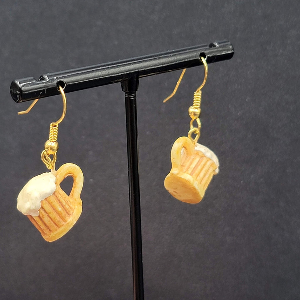 Root Beer Pierced Earrings Foamy Mug Dangle 1/2"
