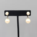 Vintage Clip on Earrings White Bead Dangle Silver tone Screw Back 1"