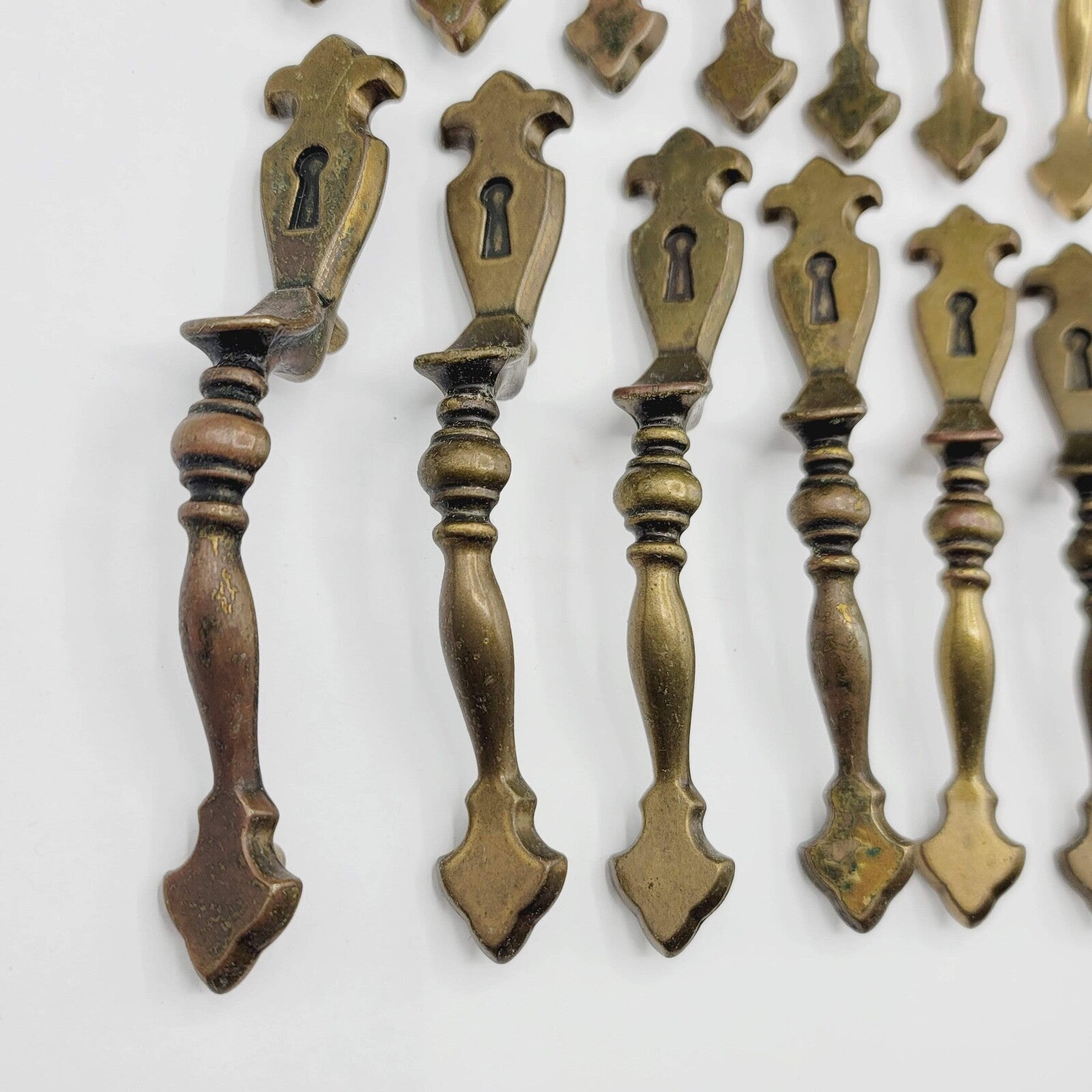 Lot 24 Vintage Cast Ornate Metal Pulls Handle Drawer Bin Cabinet Hardware 1976