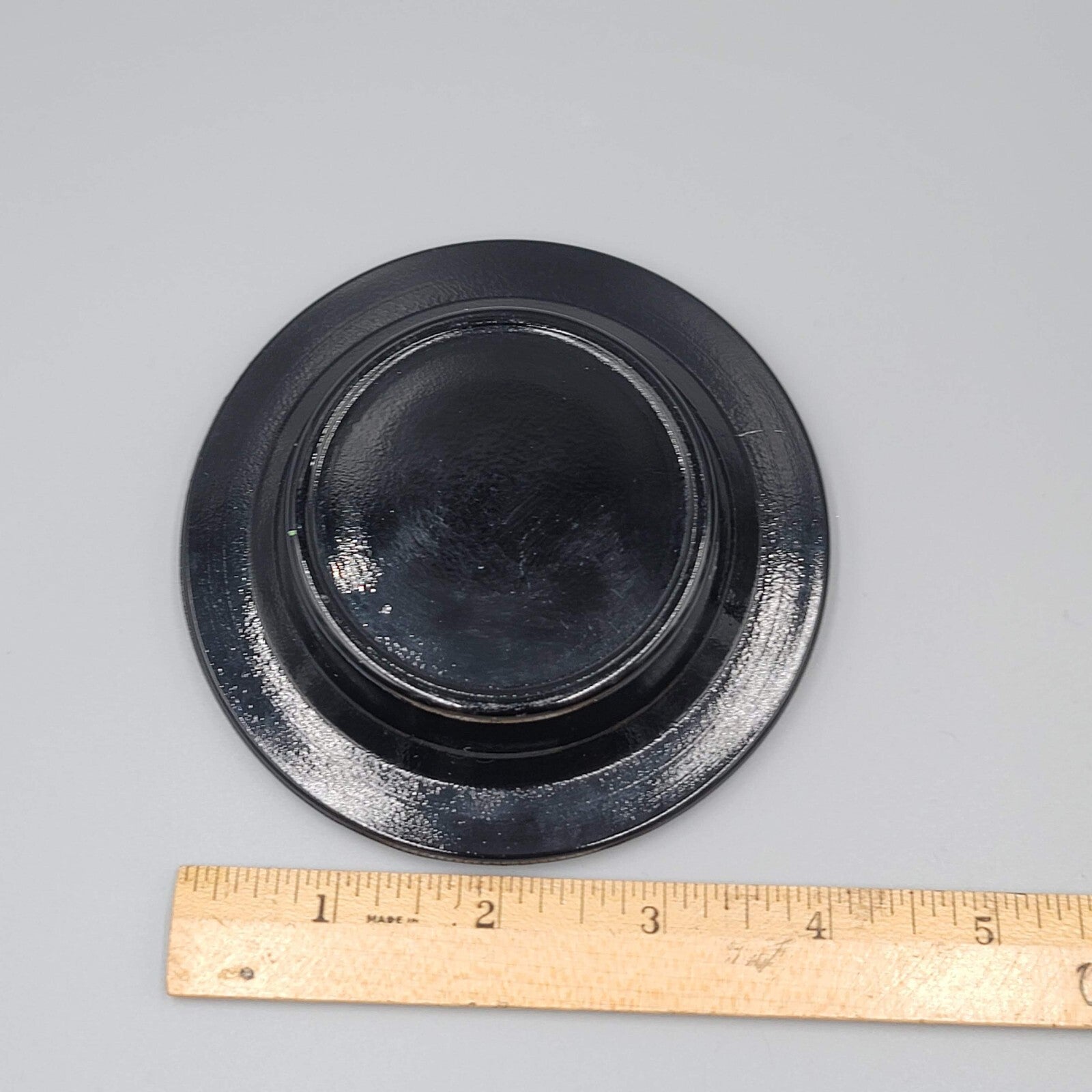Vintage Ashtray Round Black Gold Print Harolds Club 50 Years 1935-1985 4"