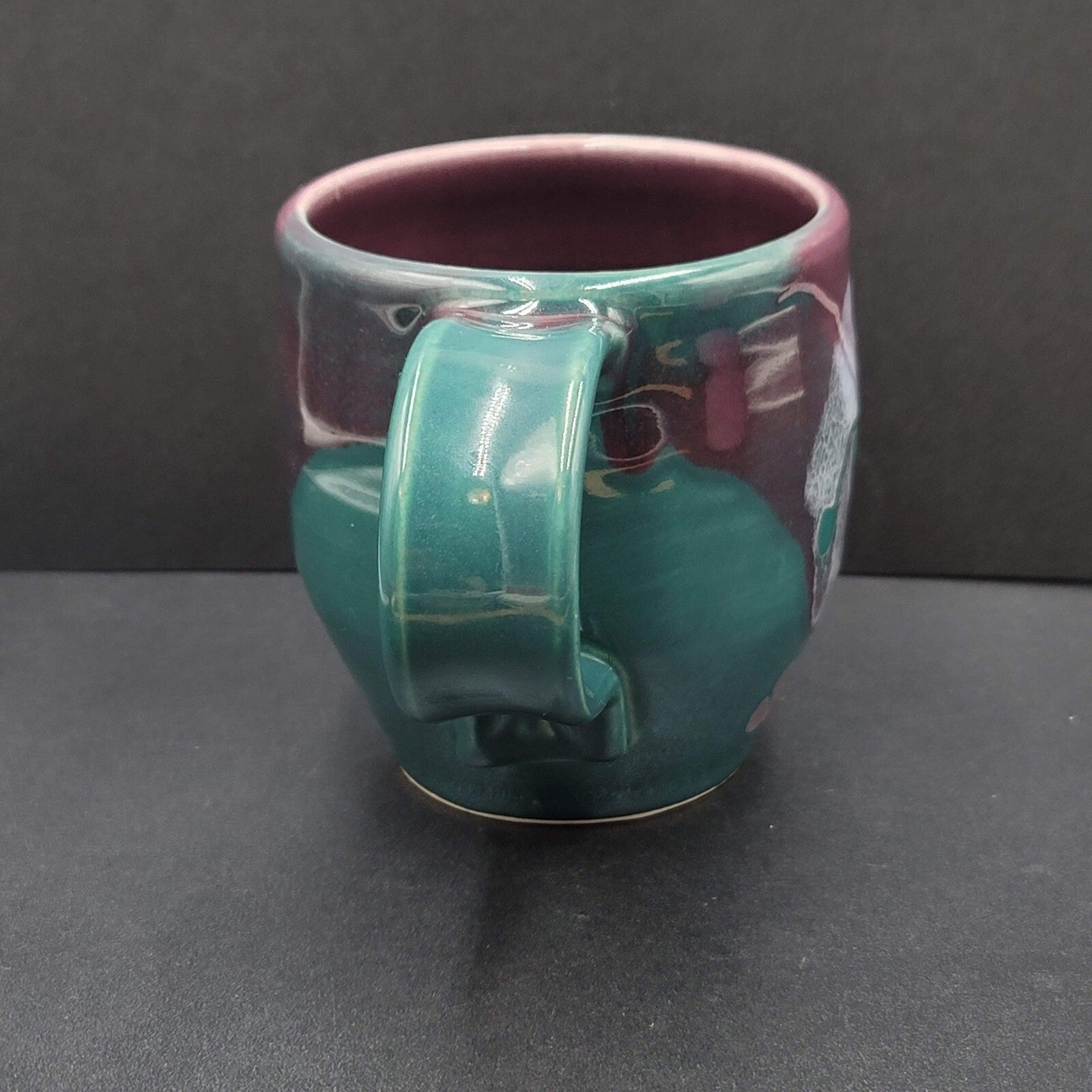 Art Pottery Coffee Mug Artist Purple Teal Abstract Design