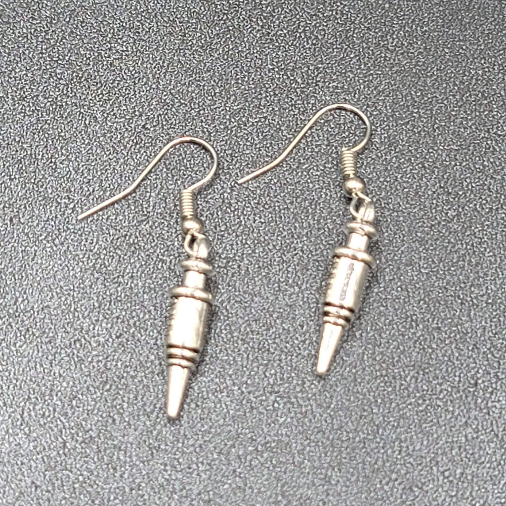 Syringe Nurse Pierced Earrings Silver tone Medical Dangle 1"