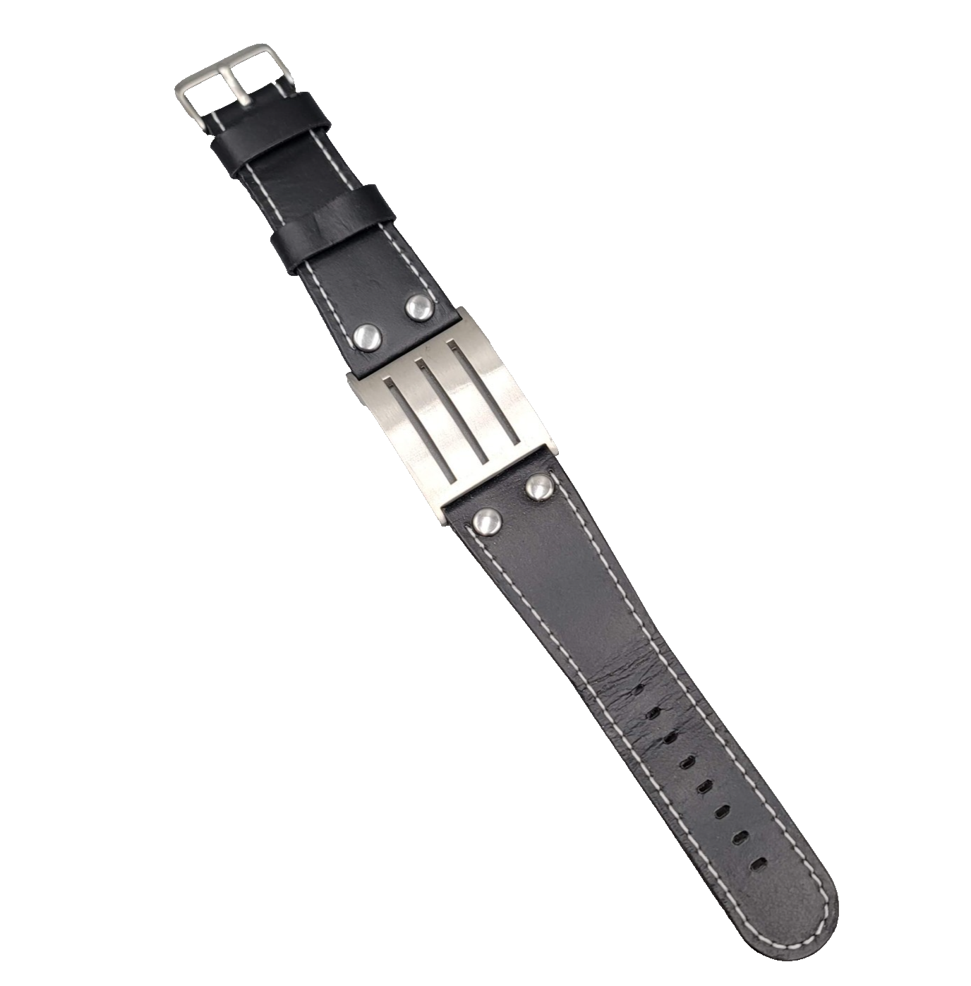 Mens Chisel Stainless Steel Black Leather Bracelet