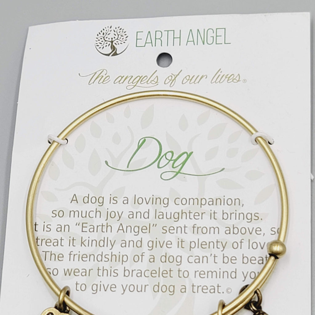 Earth Angel DOG Expandable Bracelet Charms Tree Paw Gold tone NWT