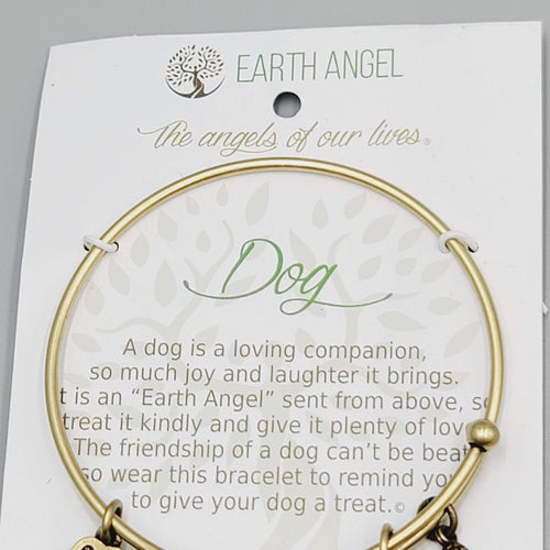 Earth Angel DOG Expandable Bracelet Charms Tree Paw Gold tone NWT
