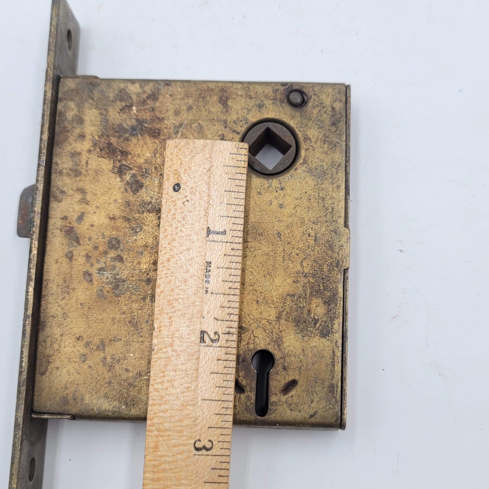 Vintage Mortise Lock Door Hardware Salvage Skeleton Keyhole NO Key 3230