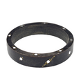 Wood Bangle Bracelet Inlay Brass and Nickel Boho Ethnic Unique 8 in