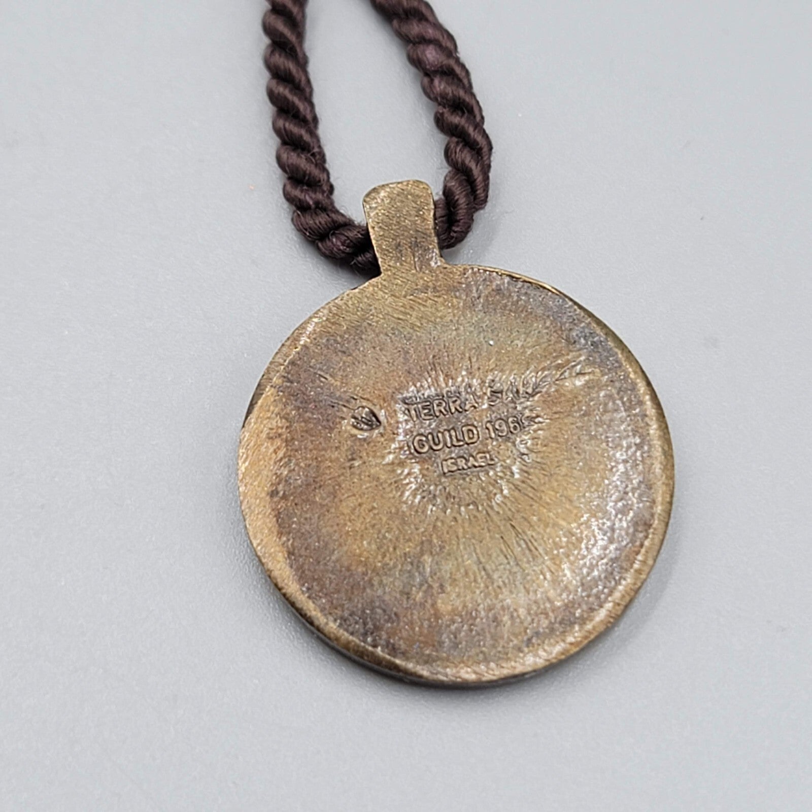 Vintage Israel 1966 Terra Sancta Guild Dove Brass Pendant Necklace