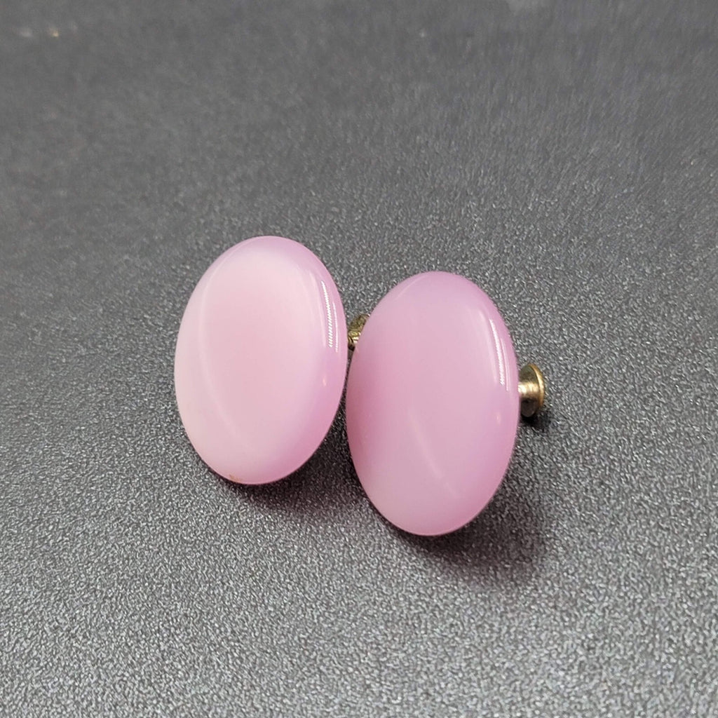 Vintage Clip on Earrings Screw Back Purple Lavender Lucite Round Disc 1"