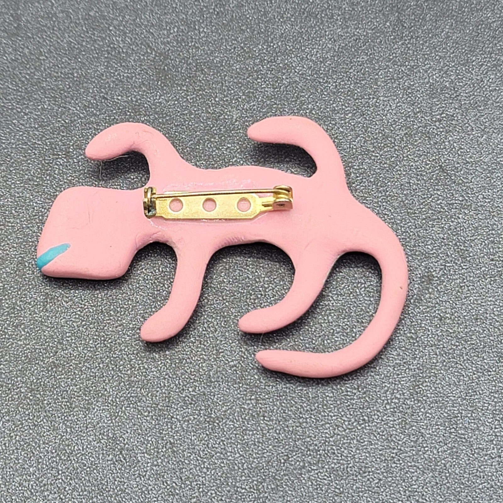 Vintage 90s Lizard Brooch Pink Polymer Clay Figural 2.5"