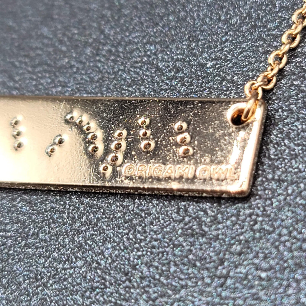 ORIGAMI OWL Necklace Rose Gold tone MAMA Bar Pendant Crystal Mom Mother 16" -18"