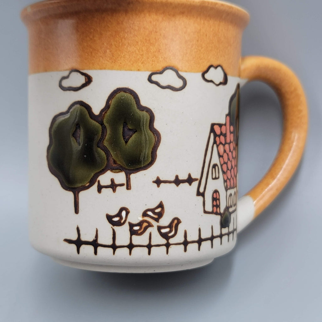 Lefton Coffee Mug Rustic Farm Cows Farmhouse Tea Cup Ceramic Hand Glazed
