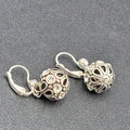 Pierced Earrings Silver tone Crystal Rhinestone Sphere Dangle 5/8" Sparkly!