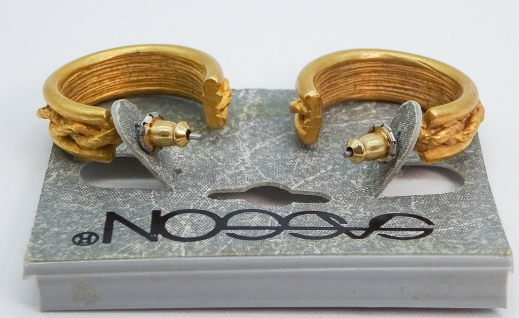 Vintage SASSON Goldtone Pierced Earrings 3/4" x 1/4" New Old Stock