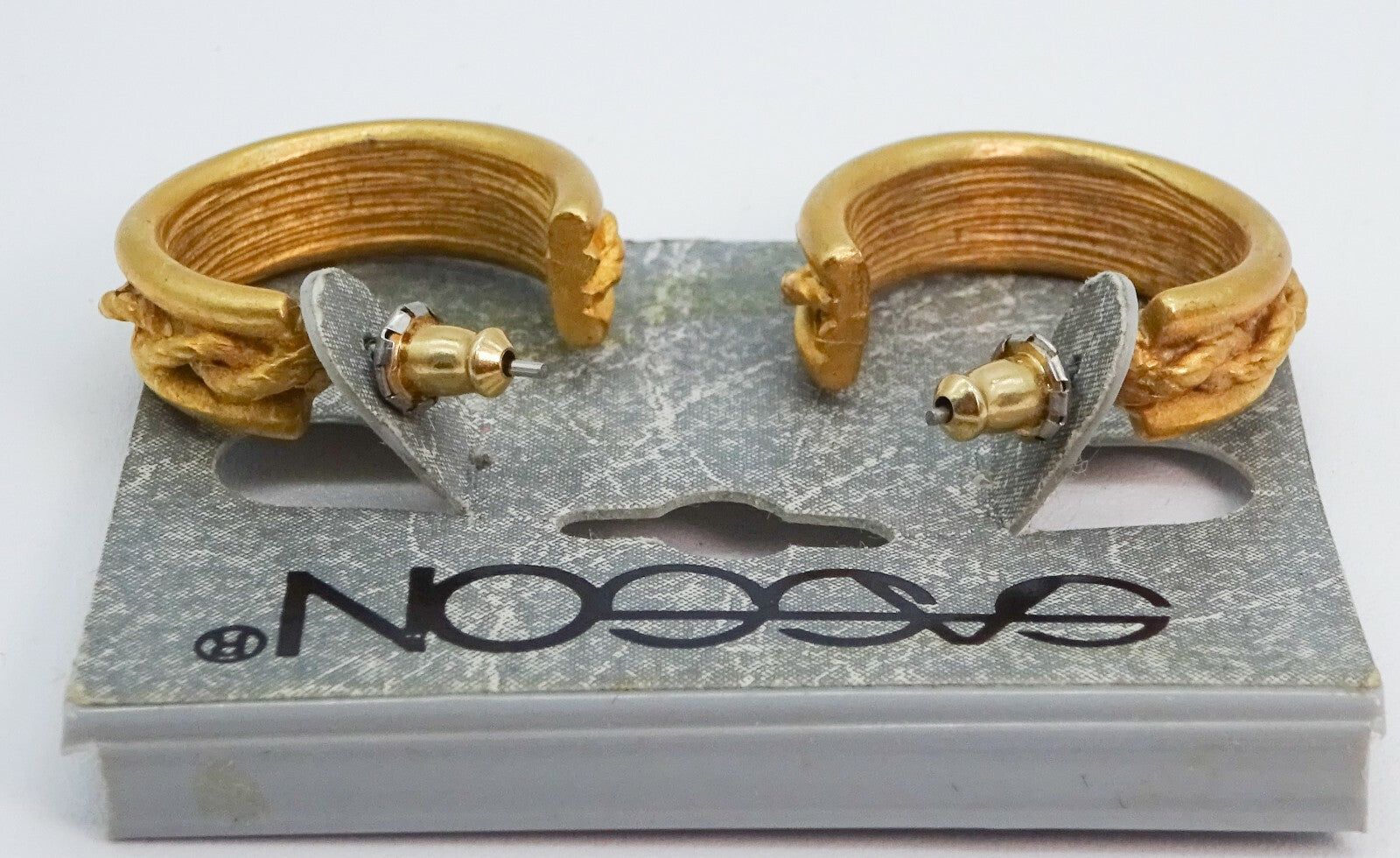 Vintage SASSON Goldtone Pierced Earrings 3/4" x 1/4" New Old Stock