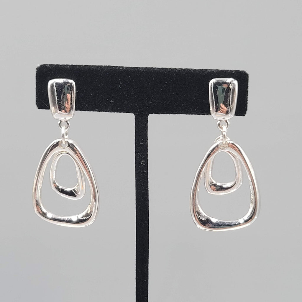 Vintage Clip on Earrings Silver tone 1 7/8"