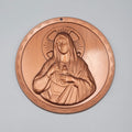 Vintage Mother Mary Plastic Round Plaque Brown 4 5/8"