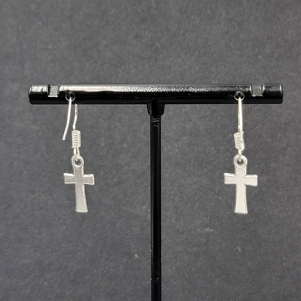 Pierced Earrings Tiny Dainty Crucifix Cross Dangle 5/8"