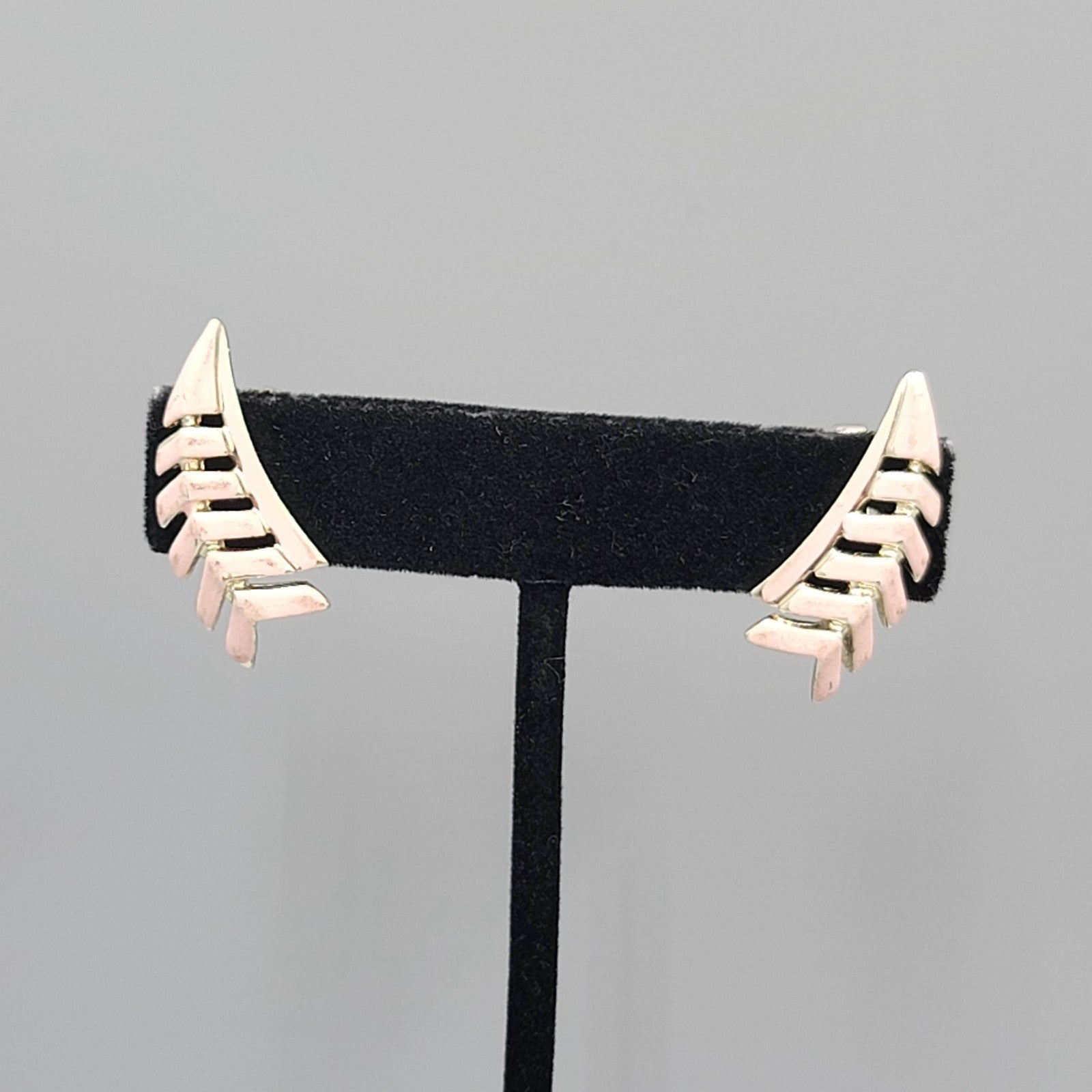 Vintage Pink Enamel Climber Clip on Earrings 1 in