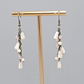 Mother of Pearl Beads Pierced Earrings Bronze tone Dangle 2 in