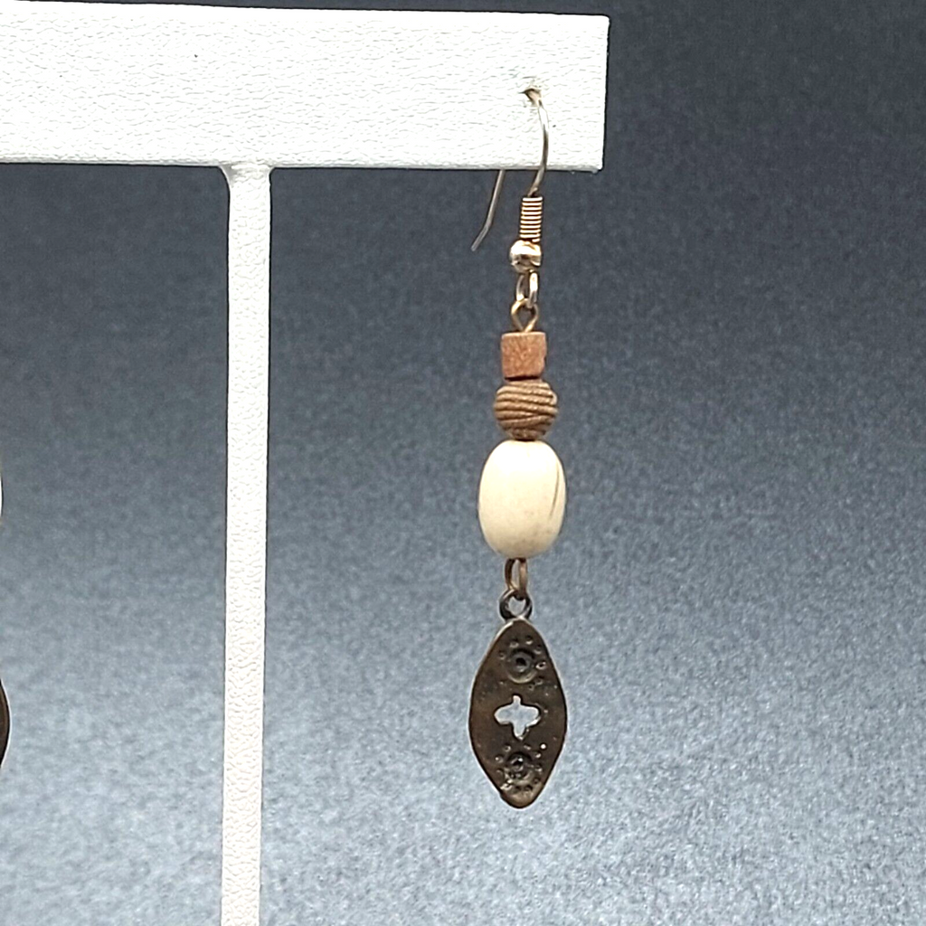 Pierced Earrings Silver tone Dangle Beaded Metal Accent 2"