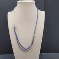 Ann Taylor Necklace Silver tone Chain Rhinestone Imitation Pearls Royal Blue 22"