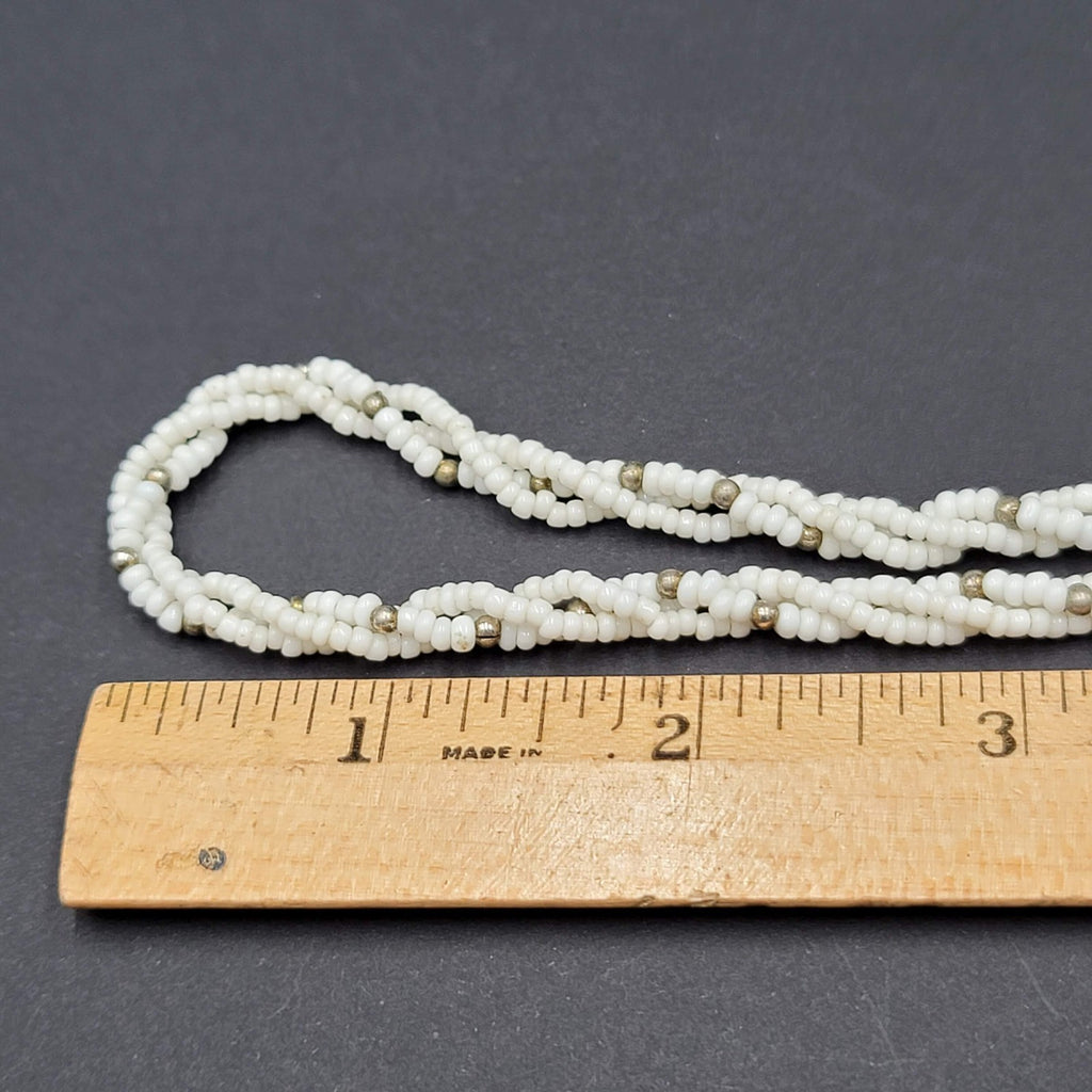 Vintage White Seed Bead Twist Necklace 18" Estate Jewelry