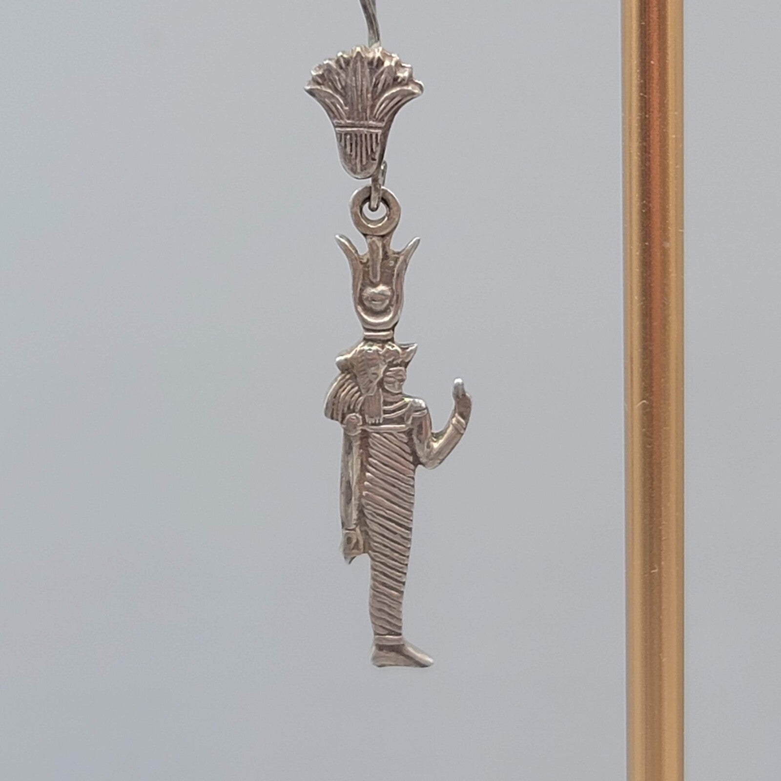 Sterling Silver Egyptian God Hator Pierced Earrings Dangle 1.75"