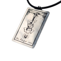 The HANGED MAN Tarot Card Pendant Necklace Major Arcana Silver tone Black Cord 1