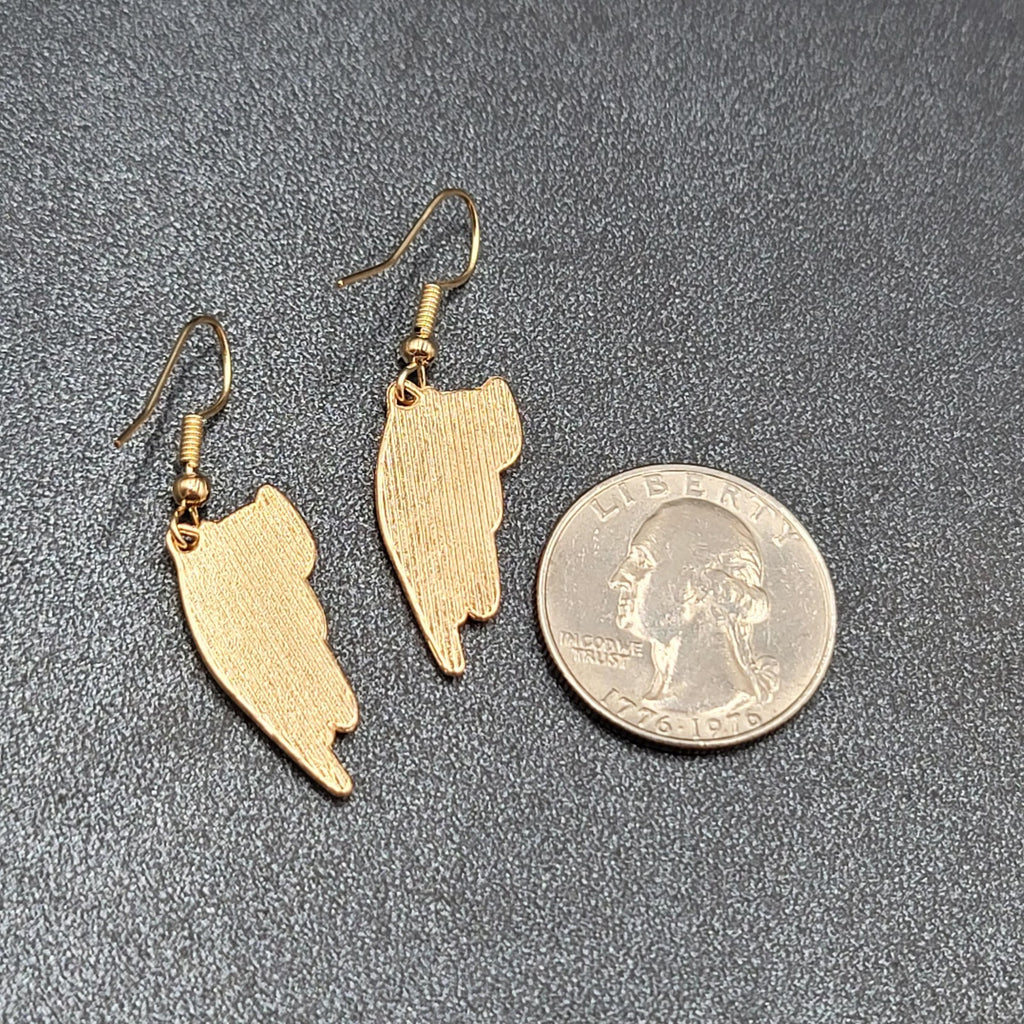 Pierced Earrings Kitten Cat Blue White Gold tone Dangle 1" 
