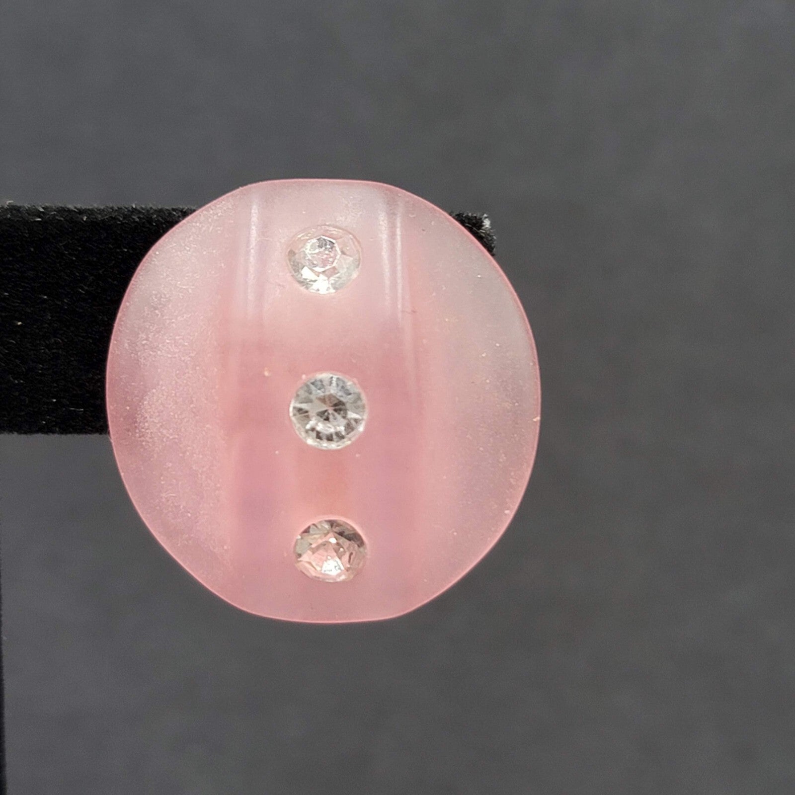 Vintage Clip on Earrings Pink Translucent Acrylic Rhinestone Dome 1"