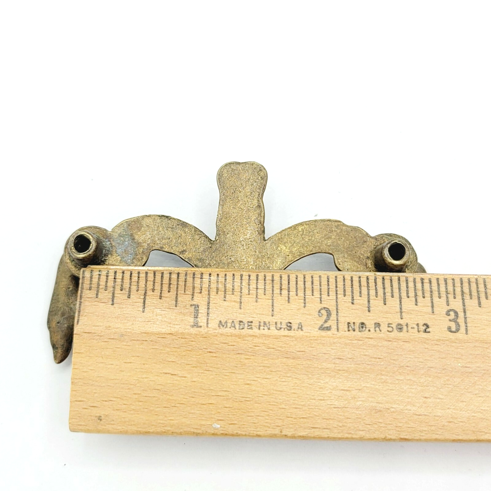 Vintage Brass Drawer Pull Gold tone Salvage Hardware SINGLE ONLY Feather Drape