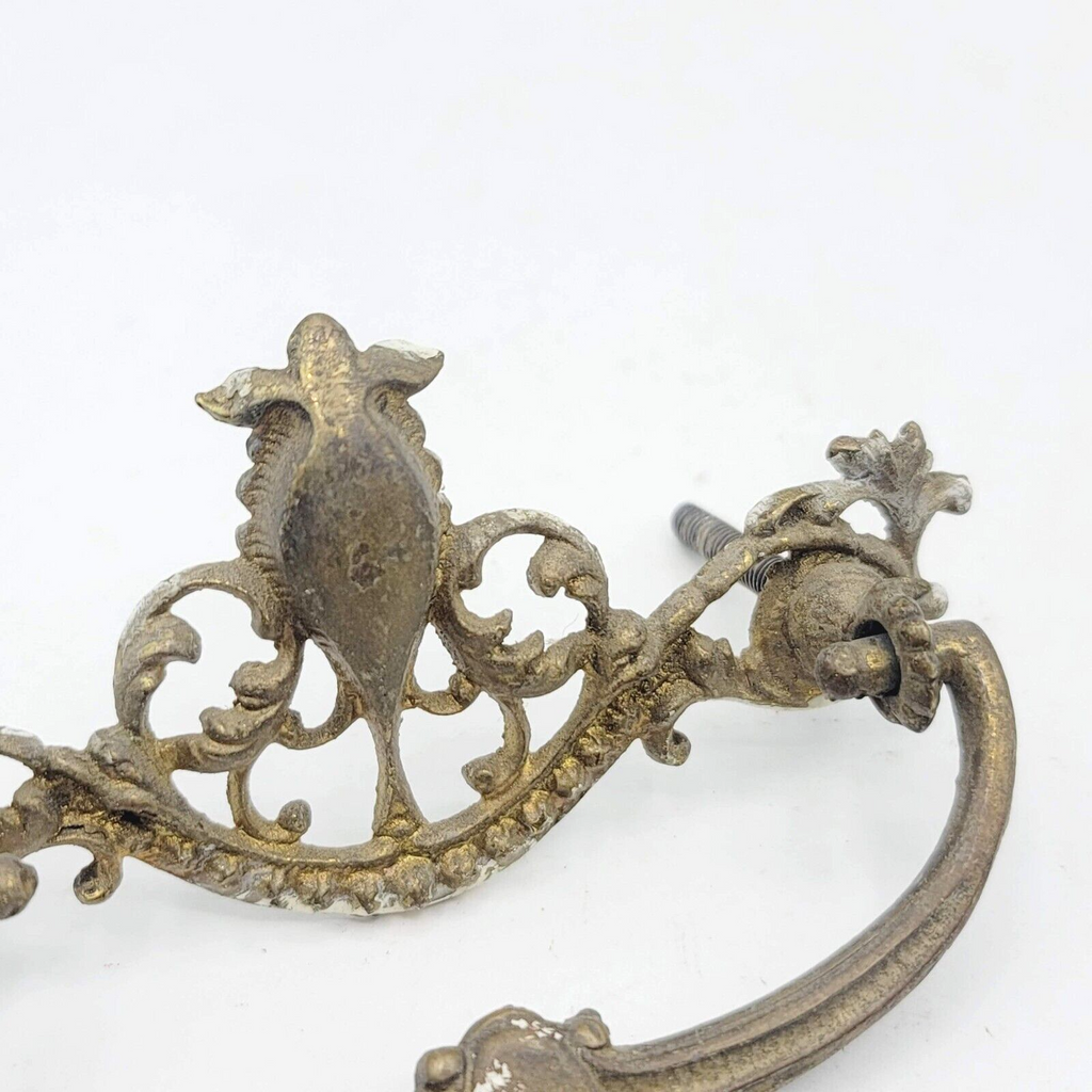 Vintage SINGLE Brass Drawer Pull Handle Gold Salvage 3"