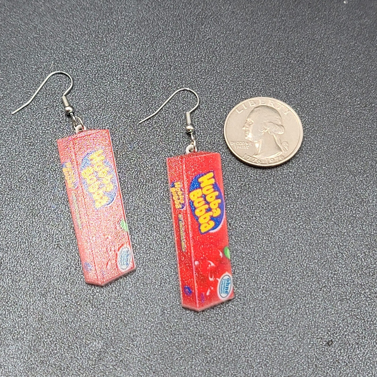 Hubba Bubba Gum Pierced Earrings Fun Novelty Acrylic Dangle  2"