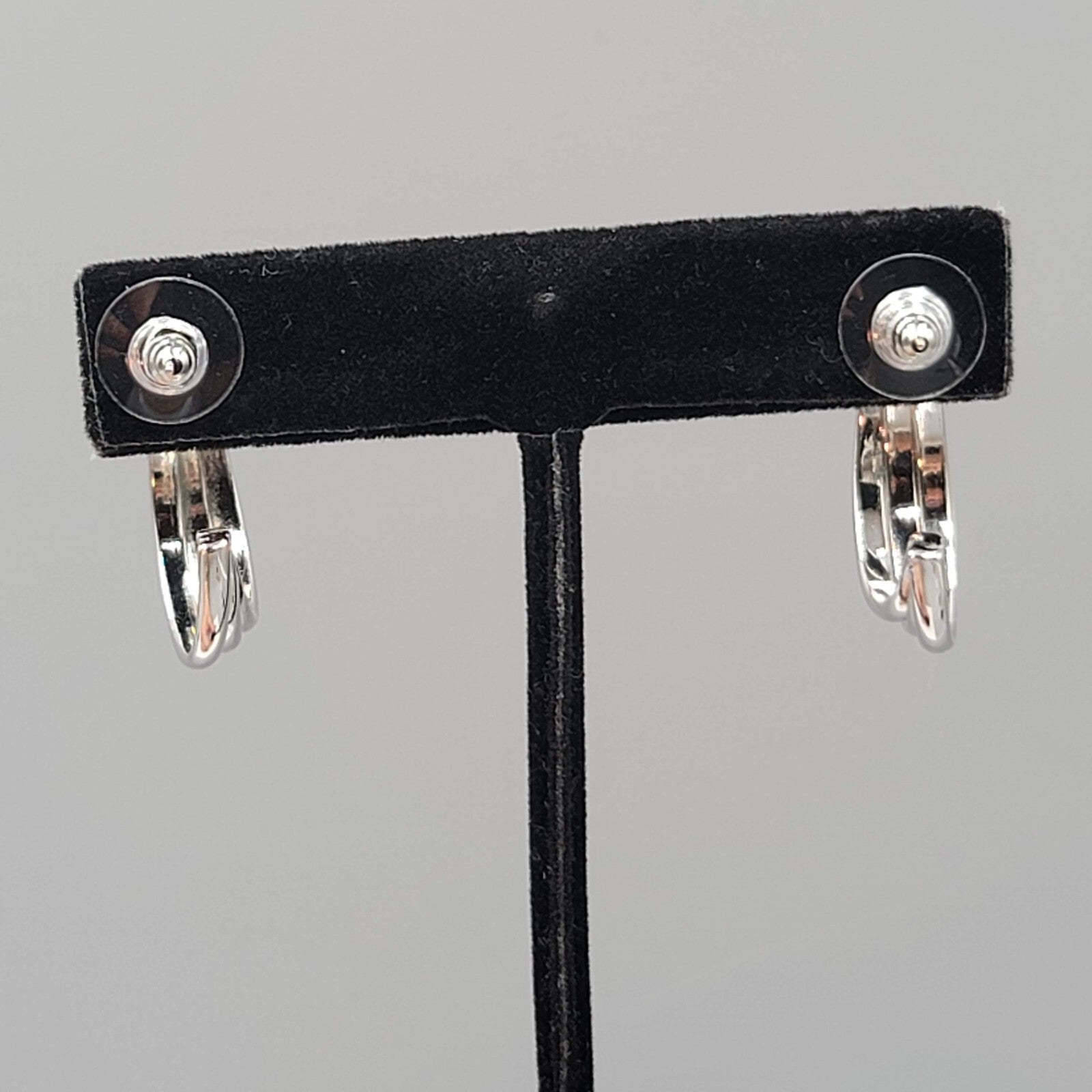 Silver tone Triple Wire Twist Hoop Pierced Earrings Hoops Drop 1"