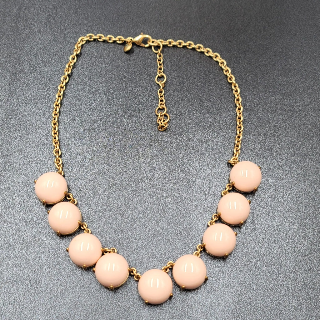 J Crew Necklace Gold tone Pink Acrylic Cabochons 16"-19"