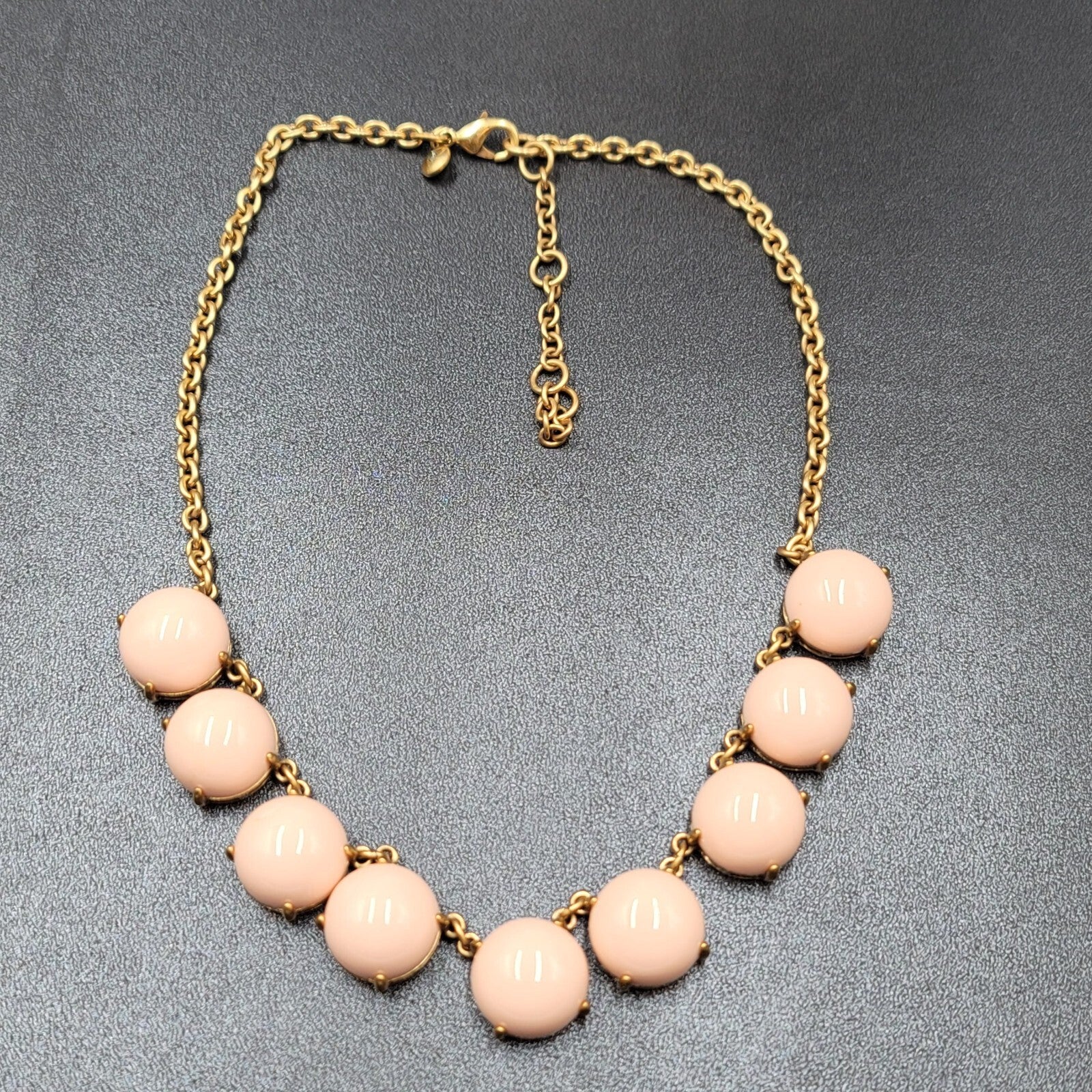 J Crew Necklace Gold tone Pink Acrylic Cabochons 16"-19"