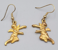 Vintage Cupid Cherub Angel Pierced Earrings Gold tone Dangle 1"