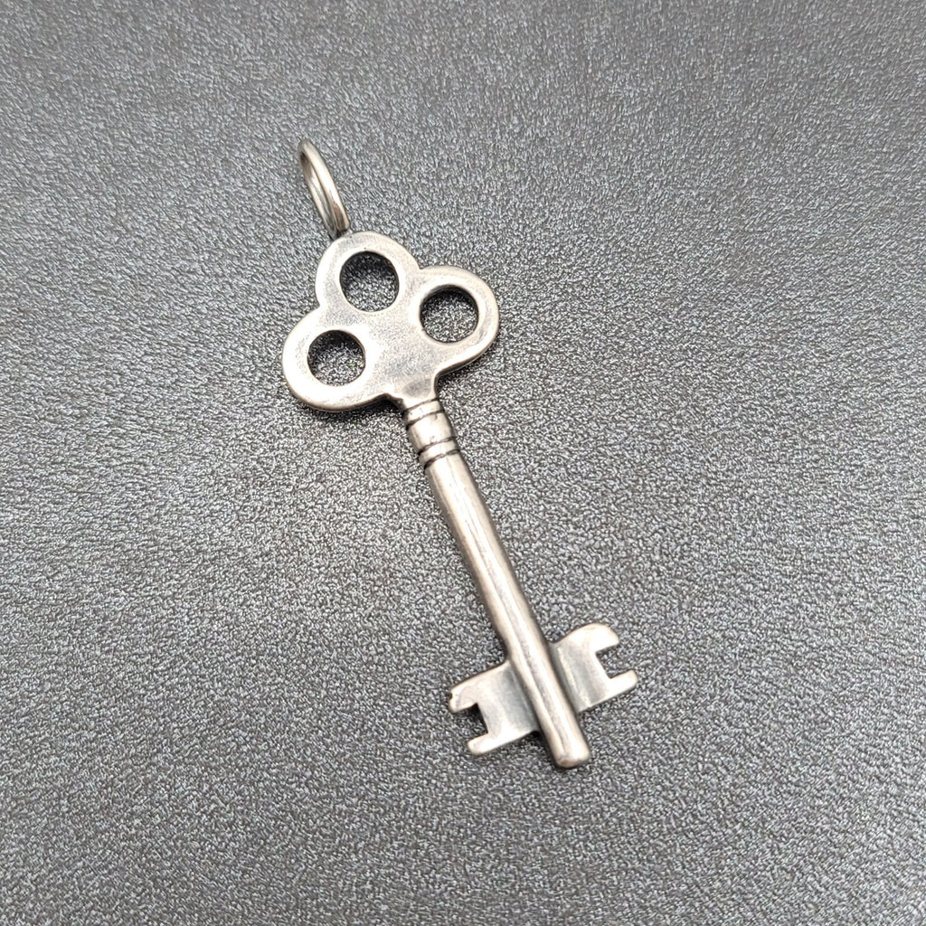 Skeleton Key Necklace Pendant Only Silver tone 2"